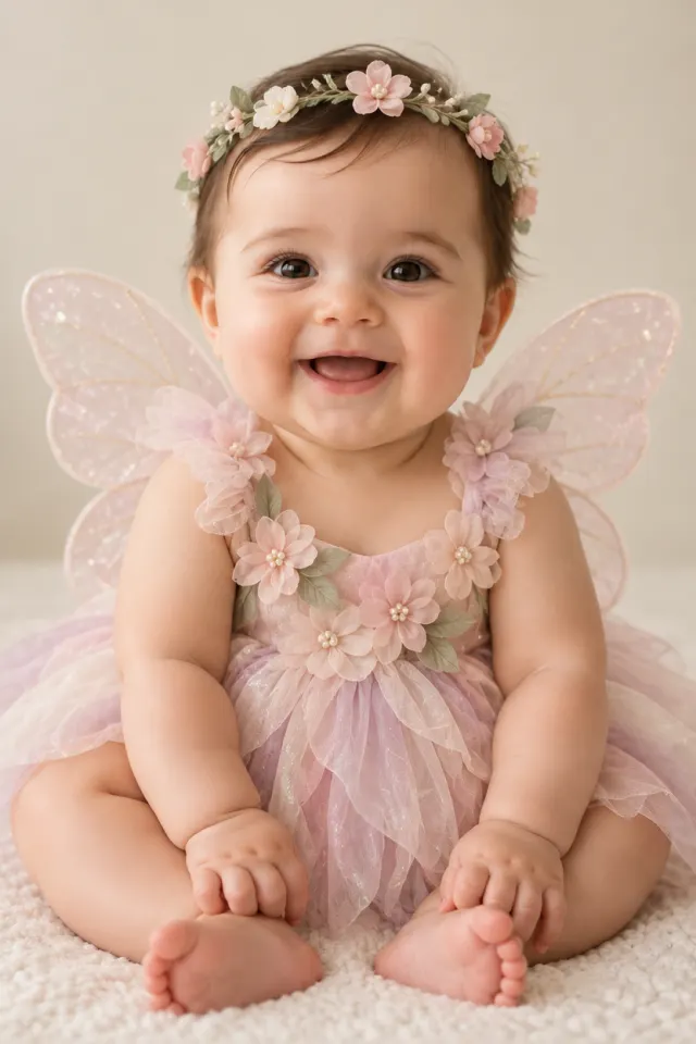 Fictional AI baby in a fairy costume